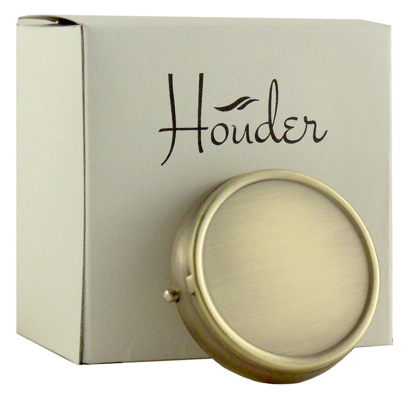 Houder Classy Brass Pill Box - Decorative Pill Case with Gift Box - Carry Your Meds in Style (Round) - Image 1